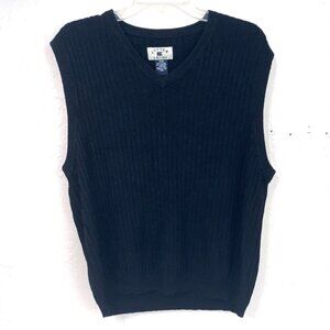 Cutter & Buck Silk Cashmere Sweater Vest Mens Medium Navy Blue V Neck Ribbed